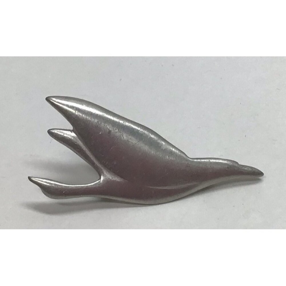 Vintage Signed Ken Kantro Bird Brooch Pewter Silver Tone 1987